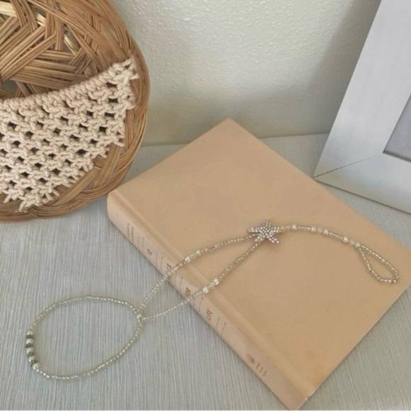 Handmade “Nadine” Starfish Pearl Hand Chain Slave Bracelet Ring Jewelry Beachy - Picture 3 of 11